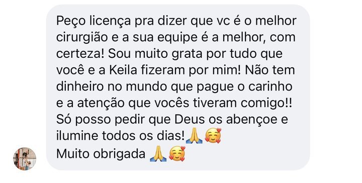 Depoimento de paciente: agradece ao Dr. Anderson e à psicóloga Keila pelo cuidado e atenção
